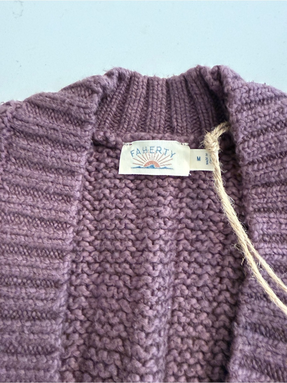Faherty Plum Ribbed V-Neck Button Cardigan - Picture 6 of 9